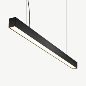 12 Feet Black Linear Office Light 120W Aluminium Profile Linear Hanging Suspended Light for Office Gym and Cafe