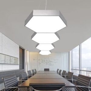 600mm White Hexagon Moon Aluminium Hanging Profile Light 42W