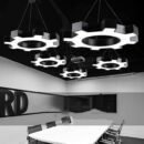 600mm Gear Shape Black Office Hanging Profile Light 42W