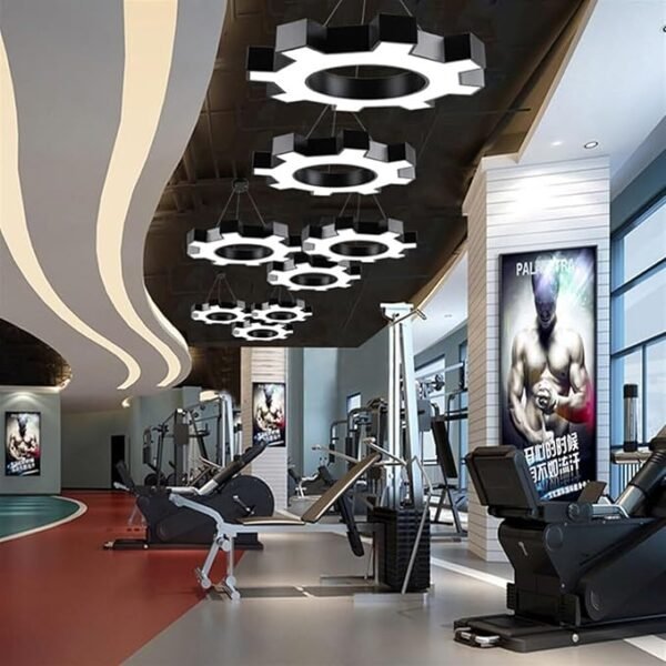600mm Gear Shape Black Office Hanging Profile Light 42W - Image 4