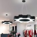 600mm Gear Shape Black Office Hanging Profile Light 42W