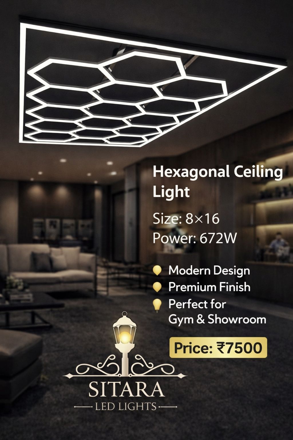 HEXAGONAL CEILING LIGHT 8X16 672W