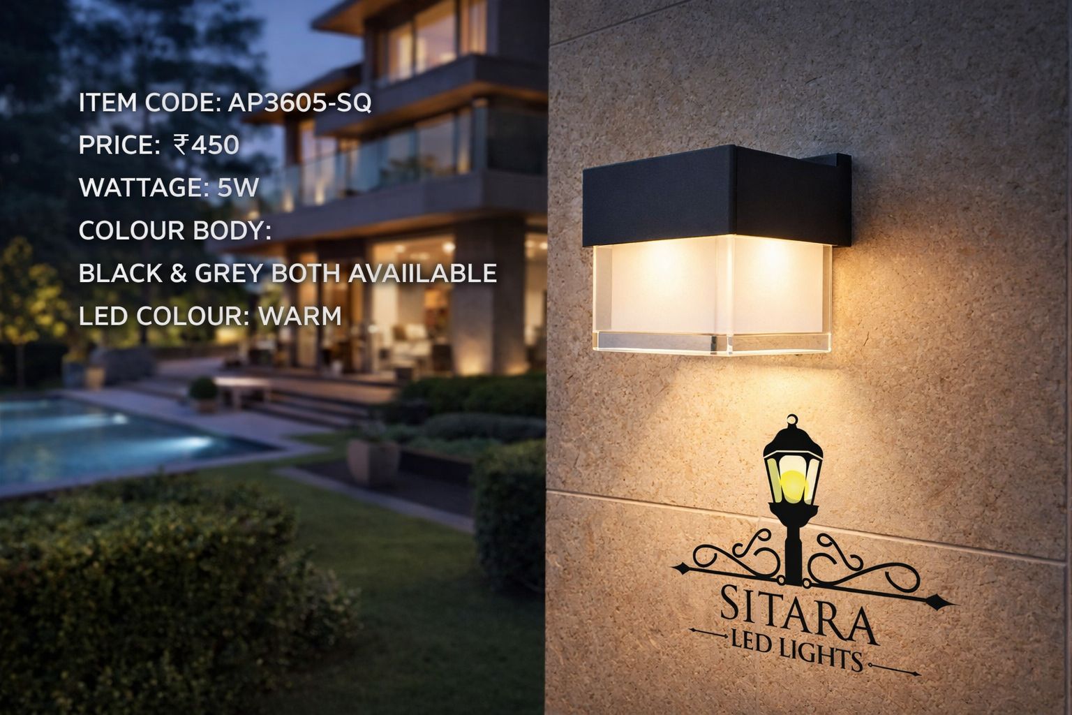 AP3605 5W SQ OUTDOOR LED WALL LIGHT