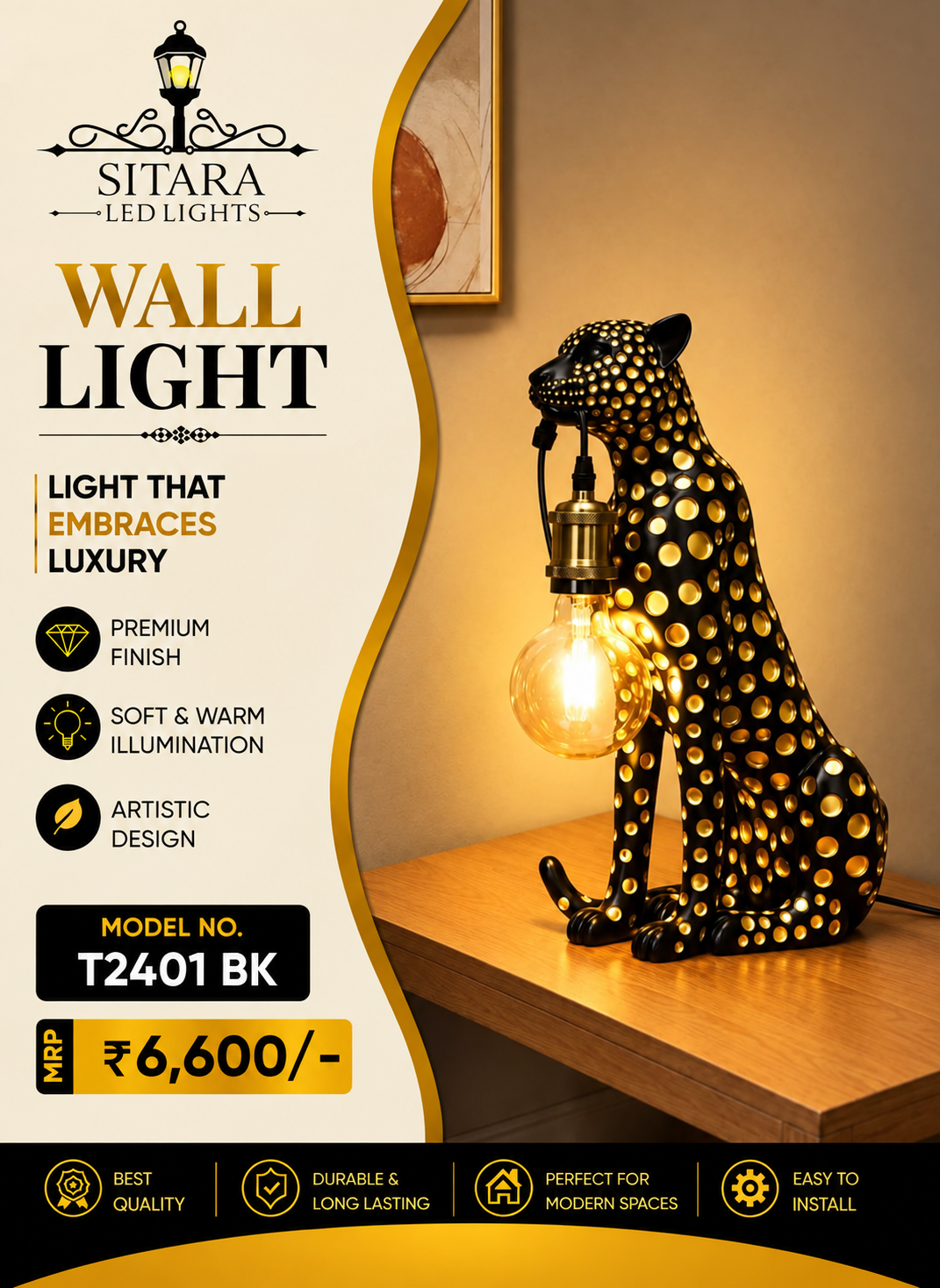 LED PREMIUM WALL LIGHT T2401 BK