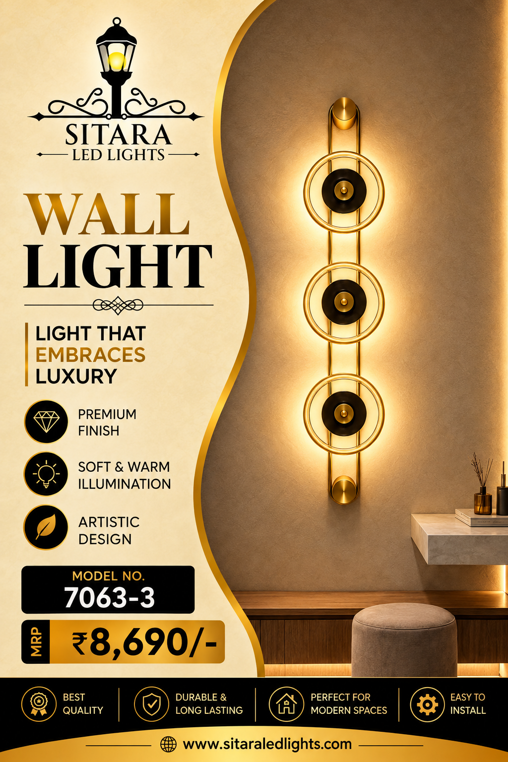7063-3 – Premium Designer Wall Light