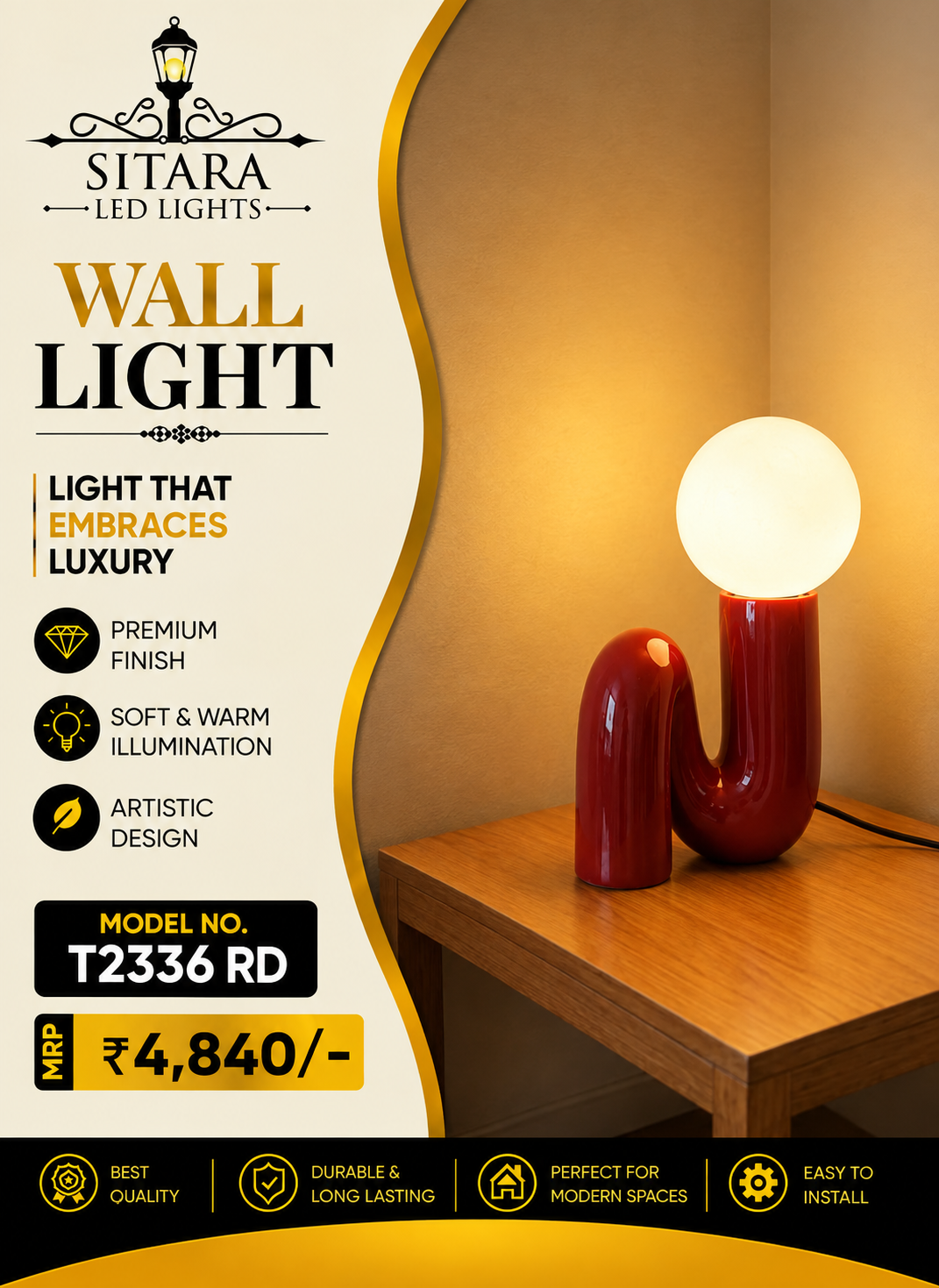 LED LUXURIOUS WALL LIGHT T2336 RD