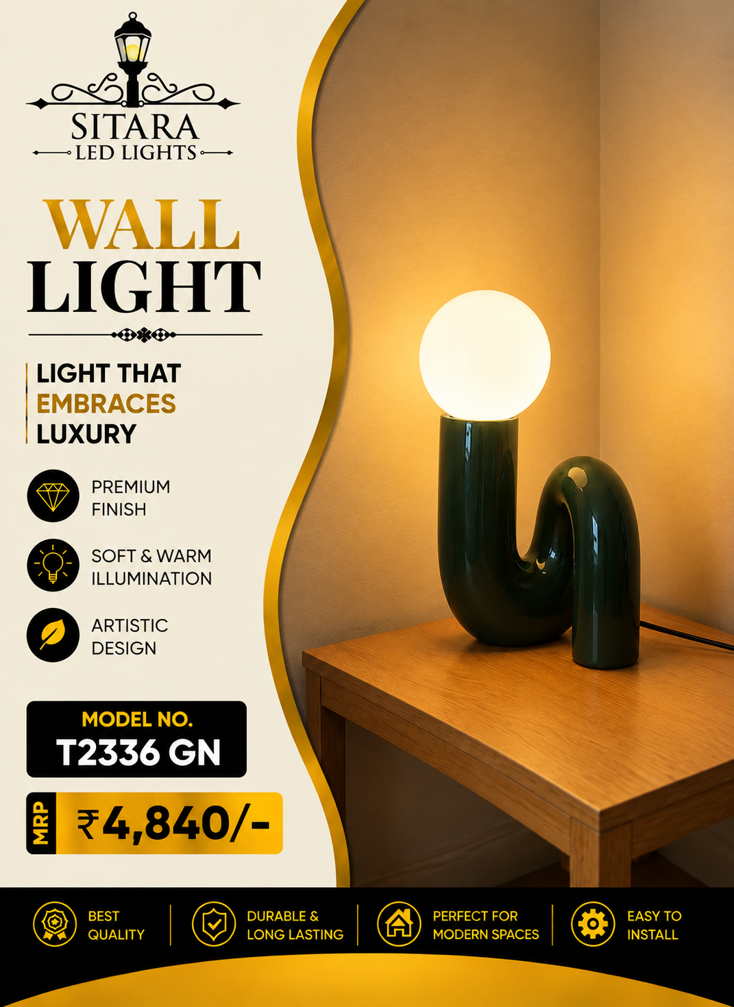 LED PREMIUM WALL LIGHT T2336 GN
