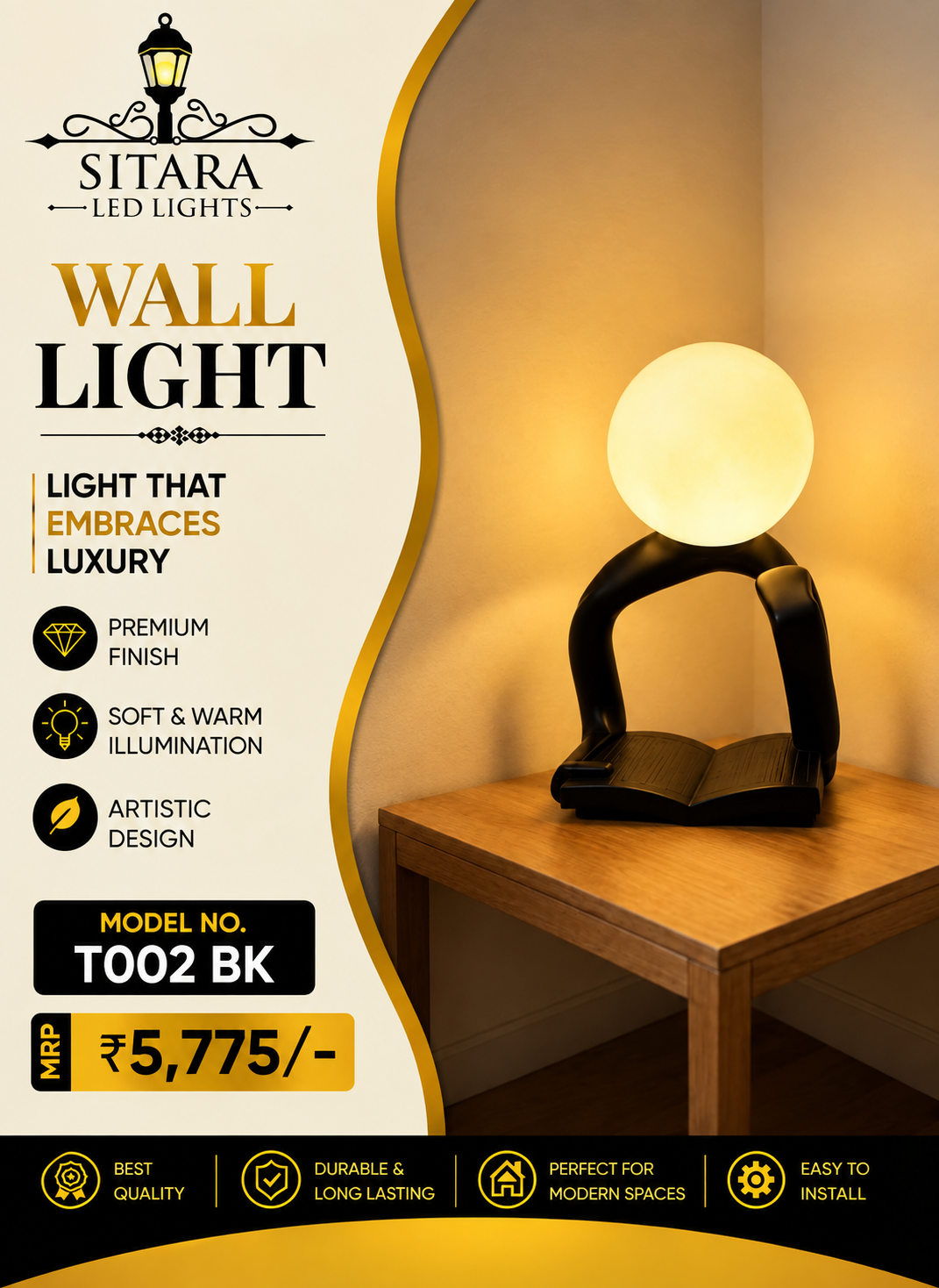 LED WALL LIGHT T002 BLACK